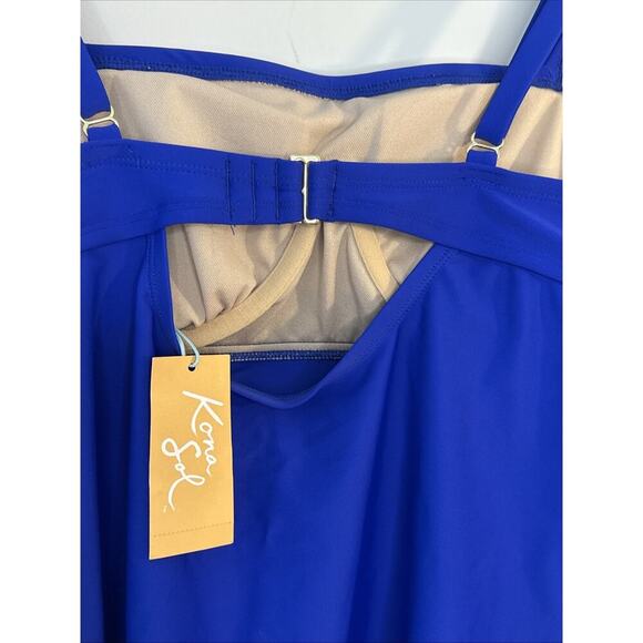NWT Kona Sol Size XL 16 Royal Blue Underwired Swim Top With Back Hook Closure - Picture 5 of 13